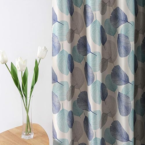 Leeva Cortinas opacas para puerta corredera, cortinas de bloqueo de luz con hojas de serie azul, cortinas pesadas para ventanas de guardería, 2