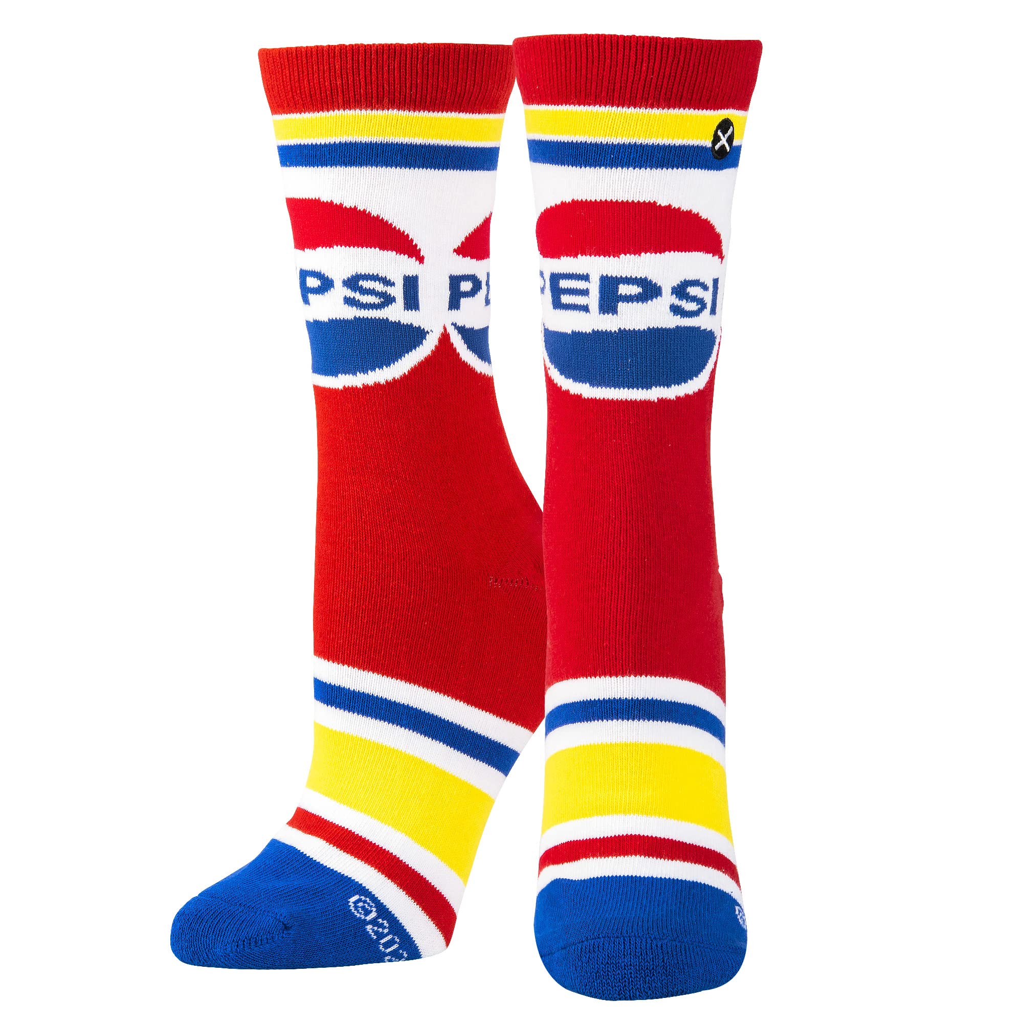 Retro Pepsi Red Blue Yellow, Fun Novelty Crew Socks, Cool 80s, Men's