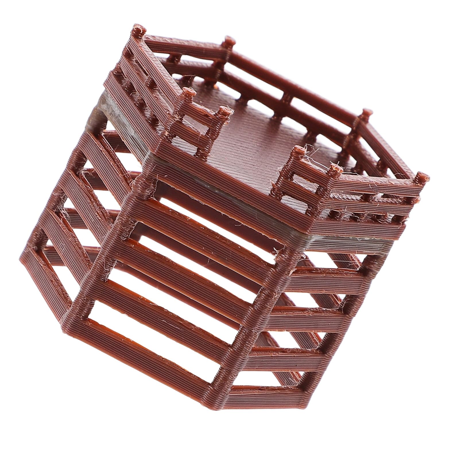 MERRYHAPY Miniature Aquarium Model Decor Hexagonal Platform with Ladder Corner Interface 3x3x2 8cm Micro Landscape Ornament for Fish