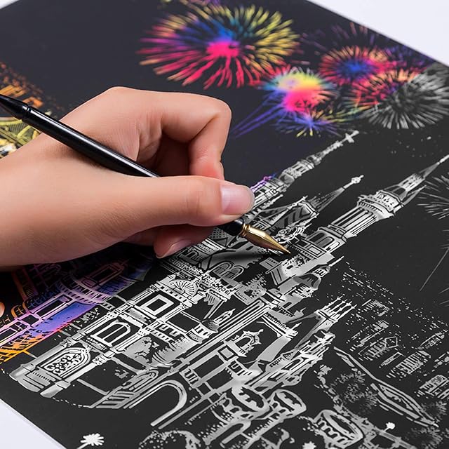 Foto 6 de 6 de SiYear Scratch Paper Rainbow Painting Sketch, City Series Night Scene, Scratch Painting Creative Gift