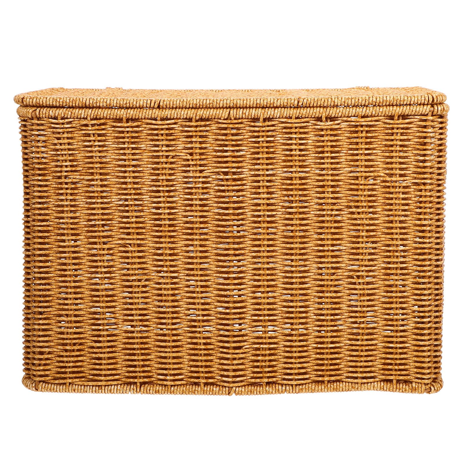 Tofficu Cesta de Almacenamiento Tejida Pequeña con Tapa, Cesta Decorativa para Hogar y Oficina, Organizador Estrecho Alto para Espacios Reducidos, Adecuado para Juguetes y Revistas