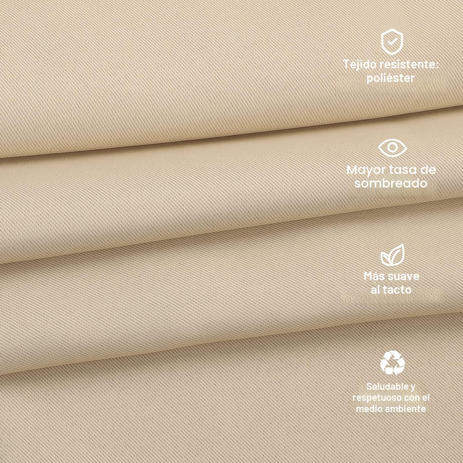Cortina para Exteriores Impermeable con Anillos, Adecuada para Balcones, Pérgolas y Terrazas (132 * 245 cm, Beige)