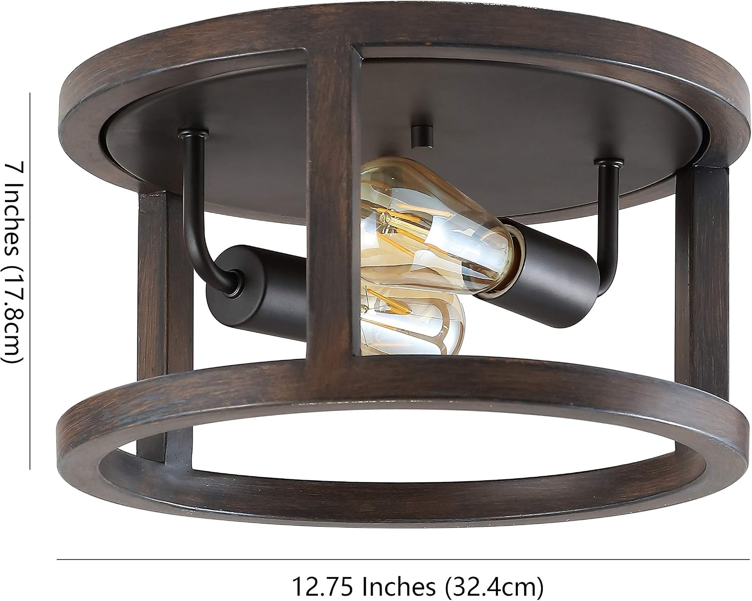 JONATHAN Y 12.75" Oil Rubbed Bronze 2-Light Iron Flush Mount, Rustic Industrial Farmhouse Ceiling Light for Kitchen Bedroom Entryway, UL Listed, LED Bulbs Included JYL7516A