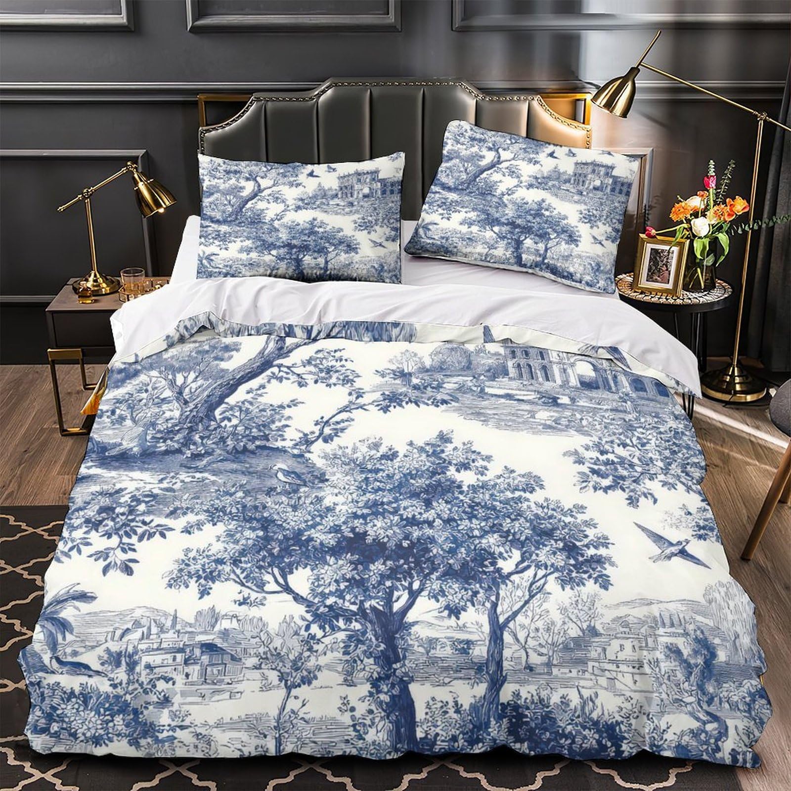Parure de lit imprimé 3D bleue pour chambre d'enfant