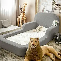 Cama Montessoriana Infantil Solteiro - Com colchão - Little Duck (Cinza)