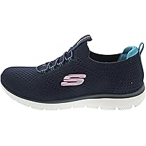 Skechers Summits Top Player, Scarpe da Ginnastica Donna, Navy Knit Teal Pink Trim, 41 EU