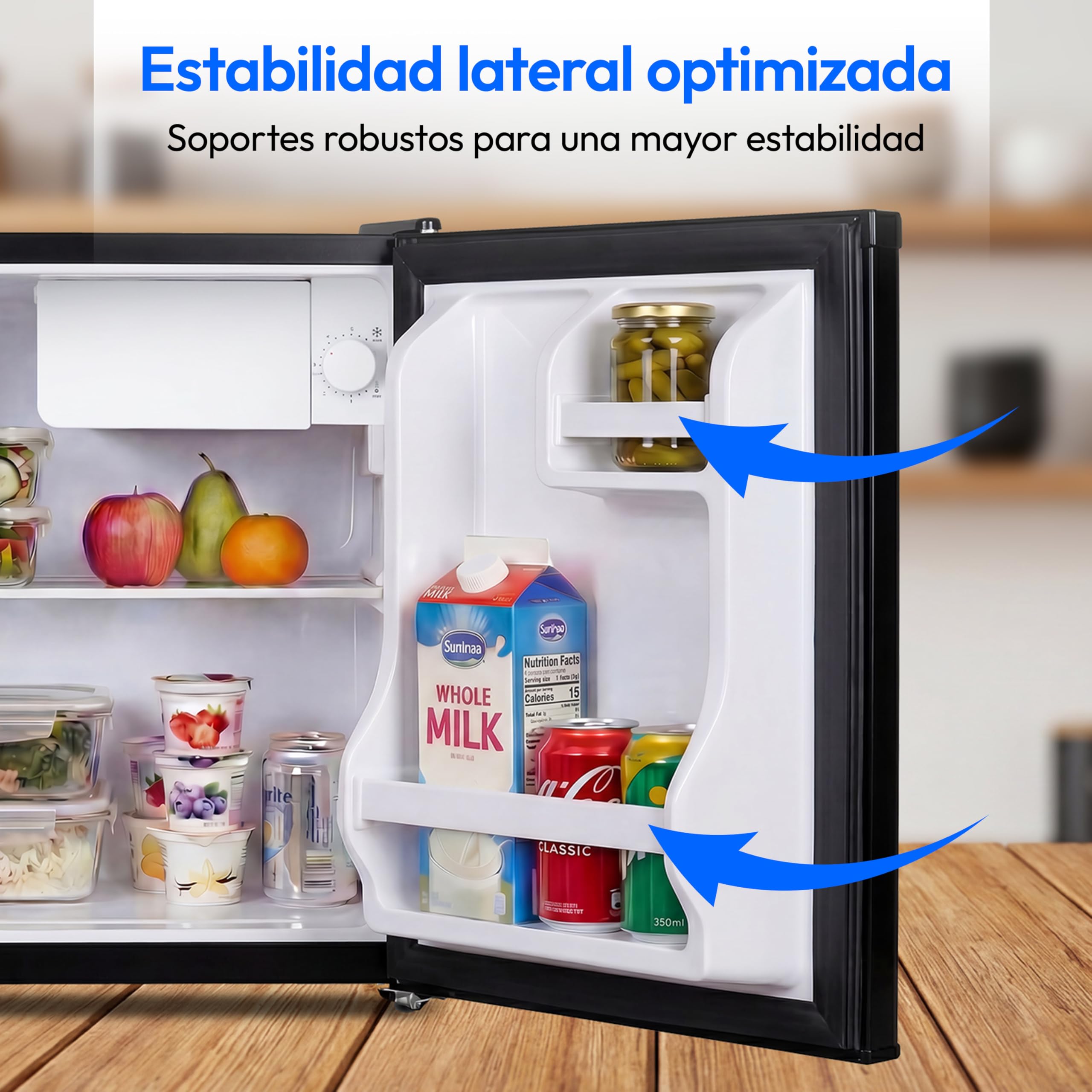 MEDION Mini frigorífico con cerradura y congelador 42 L, silencioso pequeño frigorífico para oficina hotel minibar camping gaming, bebidas alimentos hielo, puerta reversible, MD 370001 negro