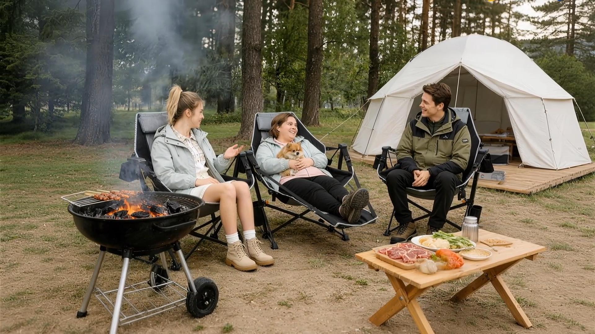 ZENPETIO Silla de Camping Hamaca con Reposapiés, Silla Plegable Mecedora Capacidad 500lbs miniatura 7