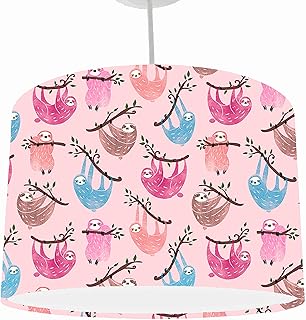 Sloth Lampshade, Choice of 20cm to 35cm Diameter, Sloth Home Decor, Pink Lampshade For Ceiling, Kids Bedroom Ceiling Light, Sloth Nursery Accessories, Sloth Baby Nursery, Sloth Ceiling Light