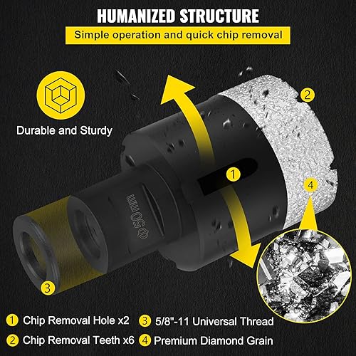 Miniatura 5 de VEVOR 6 brocas de diamante para sierra de agujero de diamante de 681025352.008in, kit de sierra de agujero de baldosas soldadas al vacío 0.59