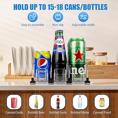 Miniatura 6 de Organizador de bebidas para refrigerador, dispensador de latas de soda autoempujable con diseño de rodillo mejorado para refrigerador, dispensador