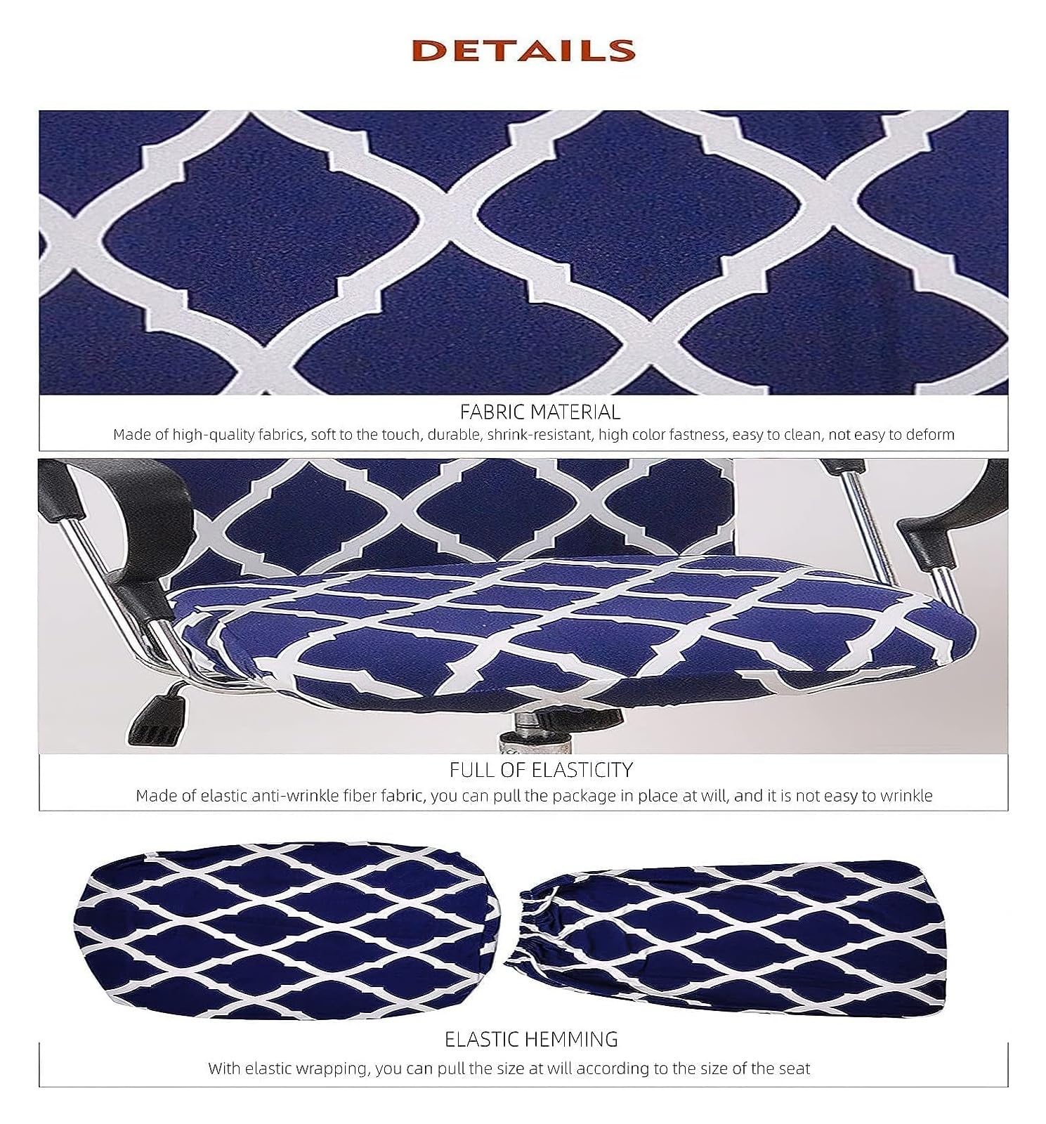 Coprisedili for sedie da ufficio, coprisedili in spandex elasticizzato diviso, coprisedie girevoli sfoderabili e lavabili in tessuto di poliestere, senza sedia(M,4PCS)
