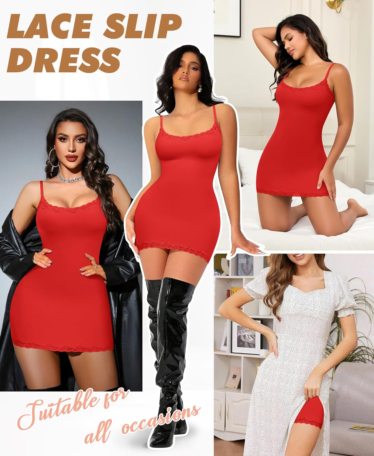 Slip Dress for Women Adjustable Spaghetti Straps Full Slips Under Dresses Cami Dress Slip Nightgown - Image 6