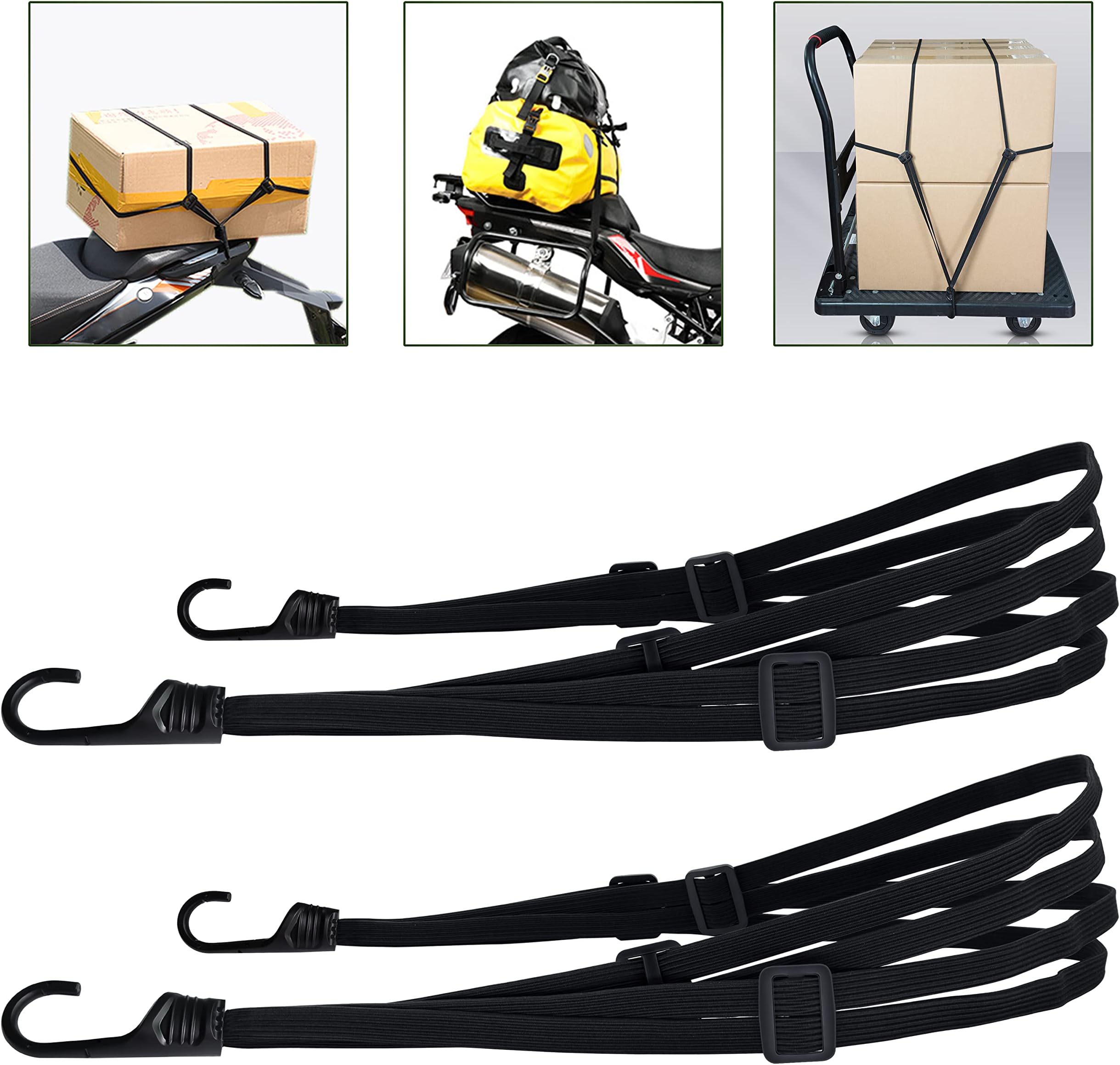 Tendeur De Bagages Élastique 4m Avec Crochets - Sangle Réglable Robuste Pour Voiture Moto Camping