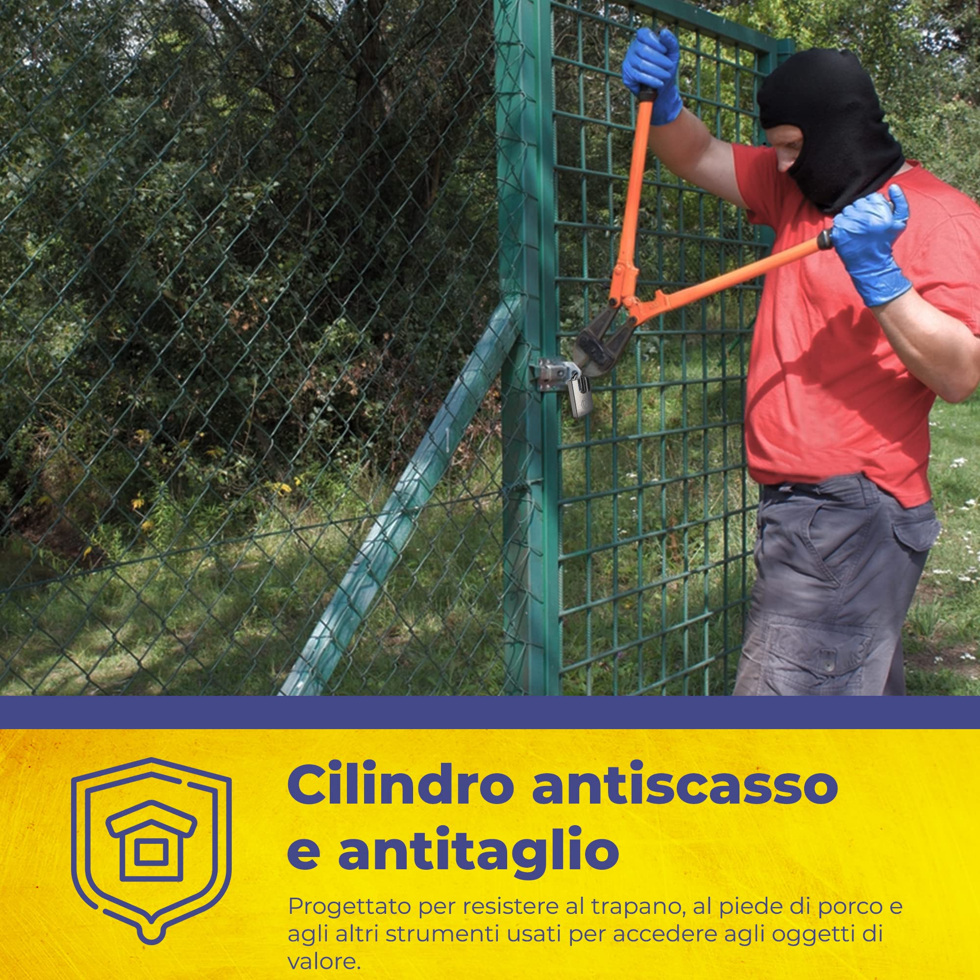 Magmaus® SDL50 Lucchetto Antiscasso Alta Sicurezza - Serratura per Cancello Esterno e Lucchetti con 3 Chiave - Acciaio e Lega di Boro per Catena e Garage - Ideale per Armadietto e Palestra e Catena