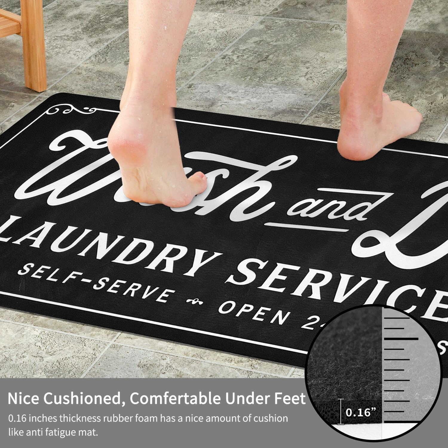 KOZYFLY Laundry Room Rug Runner 20x48 Non Slip Laundry Rug Kitchen Rugs Washable