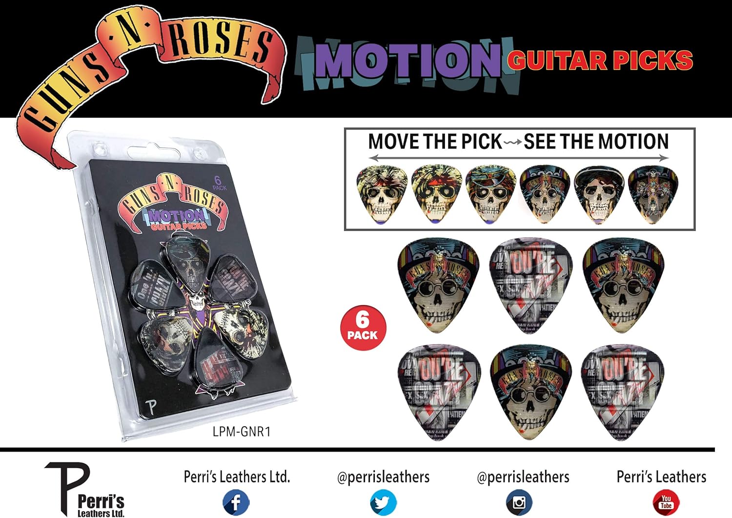 Motion Guitar Picks Motley Crue - Pack Da 6 Plettri Ufficiali - Foto 11