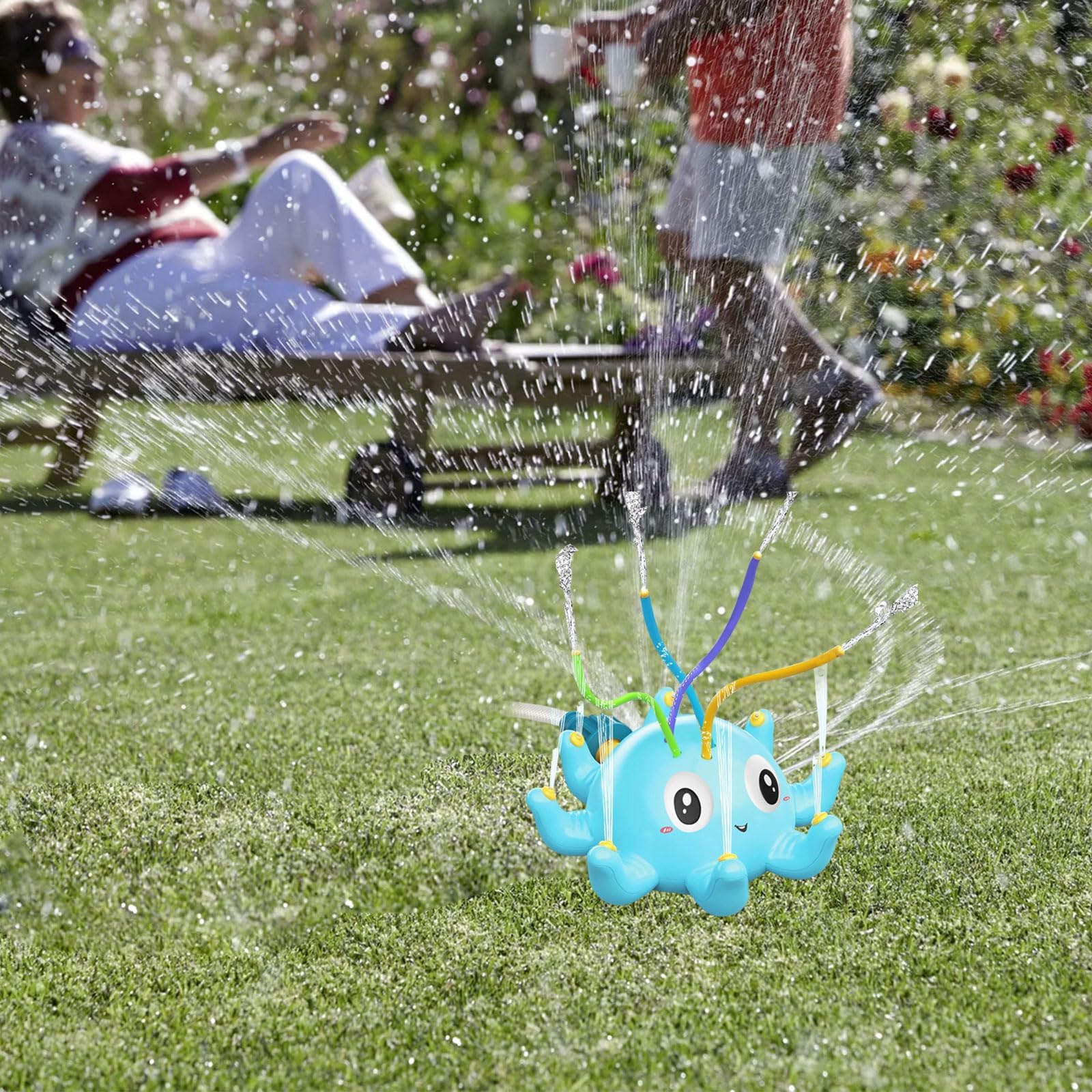 Aspersor De Agua Para Niños Al Aire Libre, Juguete De Agua Para Niños, Aspersor De Agua Para Jardín, Rociador De Césped De Pulpo Para Niños, Juguete De Baño Para Exteriores, Azul Y Rosa