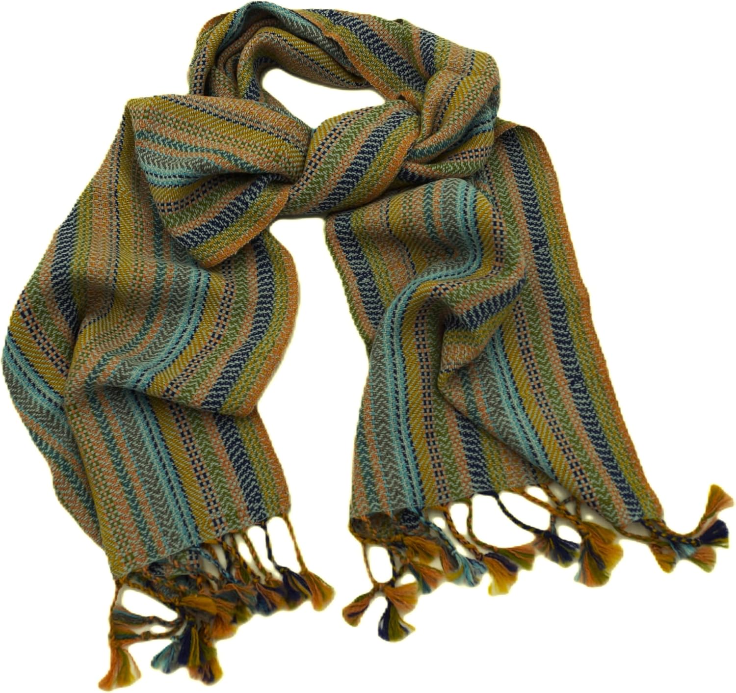 100% Baby Alpaca Chatham Handwoven Multi-Color Striped Unisex Scarf