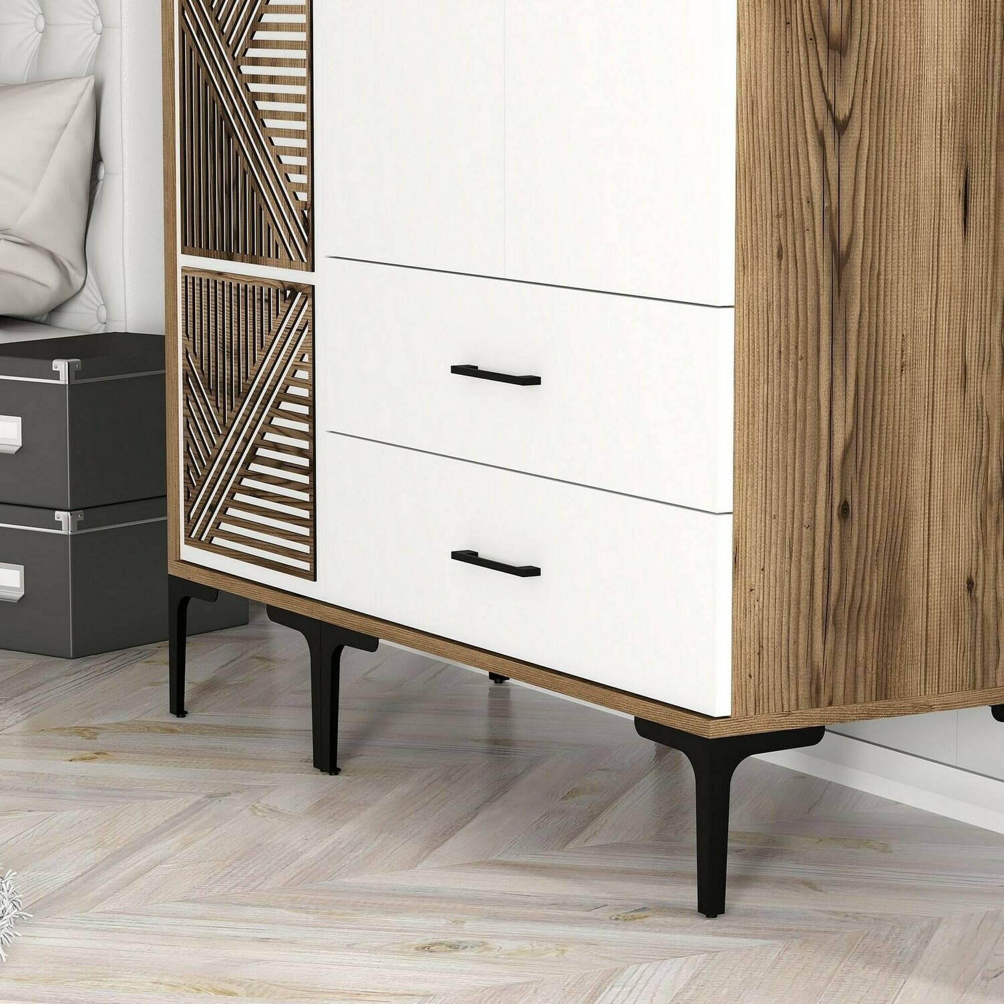 Dmora - Guardaroba 3 ante Avior, Mobile camera da letto, Cabina armadio portabiti, Armadio appendiabiti, 120x48h201 cm, Noce e Bianco