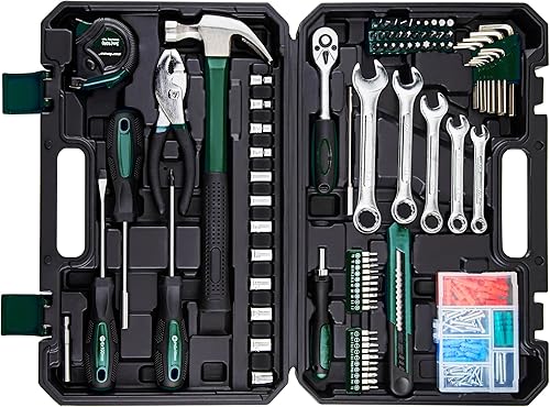 Miniatura 10 de CARTMAN Paquete de combinación de herramientas de reparación de automóviles con llaves y cubos de 180 piezas, juego de herramientas mixtas manuales