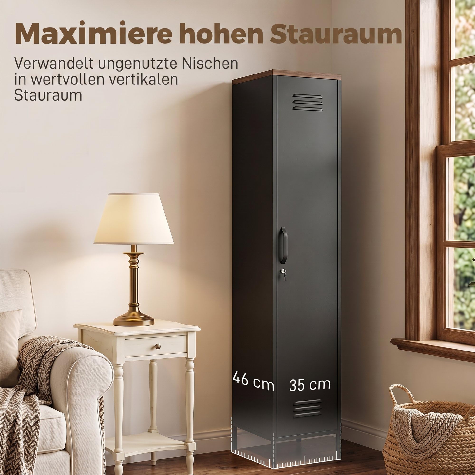 HOMCOM Armoire métallique verrouillable 183 cm, Noir
