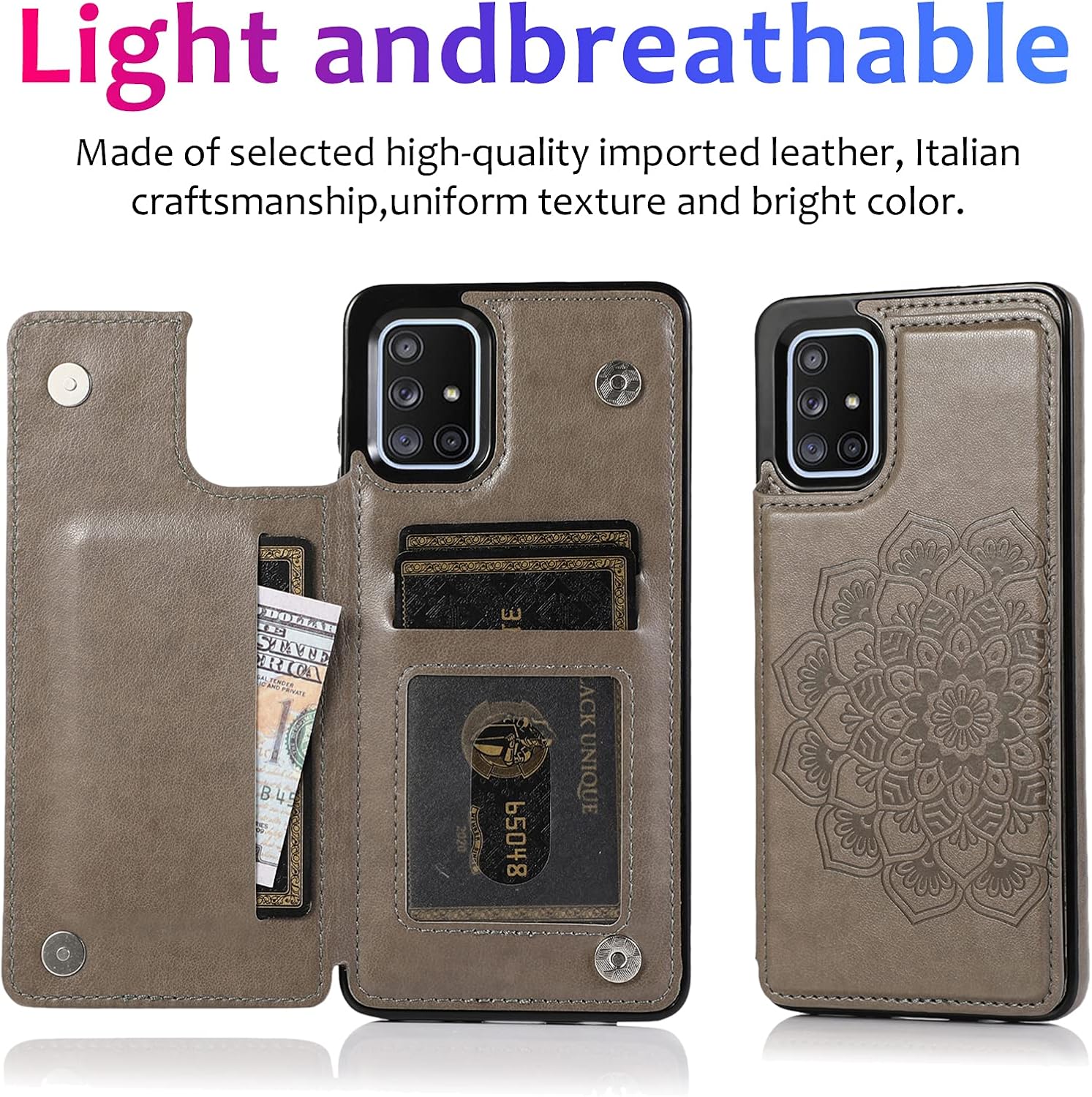 Asuwish Phone Case for Samsung Galaxy S10 Lite with Tempered Glass Screen Protector and Wallet Cover Flip Credit Card Holder Stand Cell Accessories Glaxay S10lite S 10 10s Galaxies A91 Women Men Grey image 3