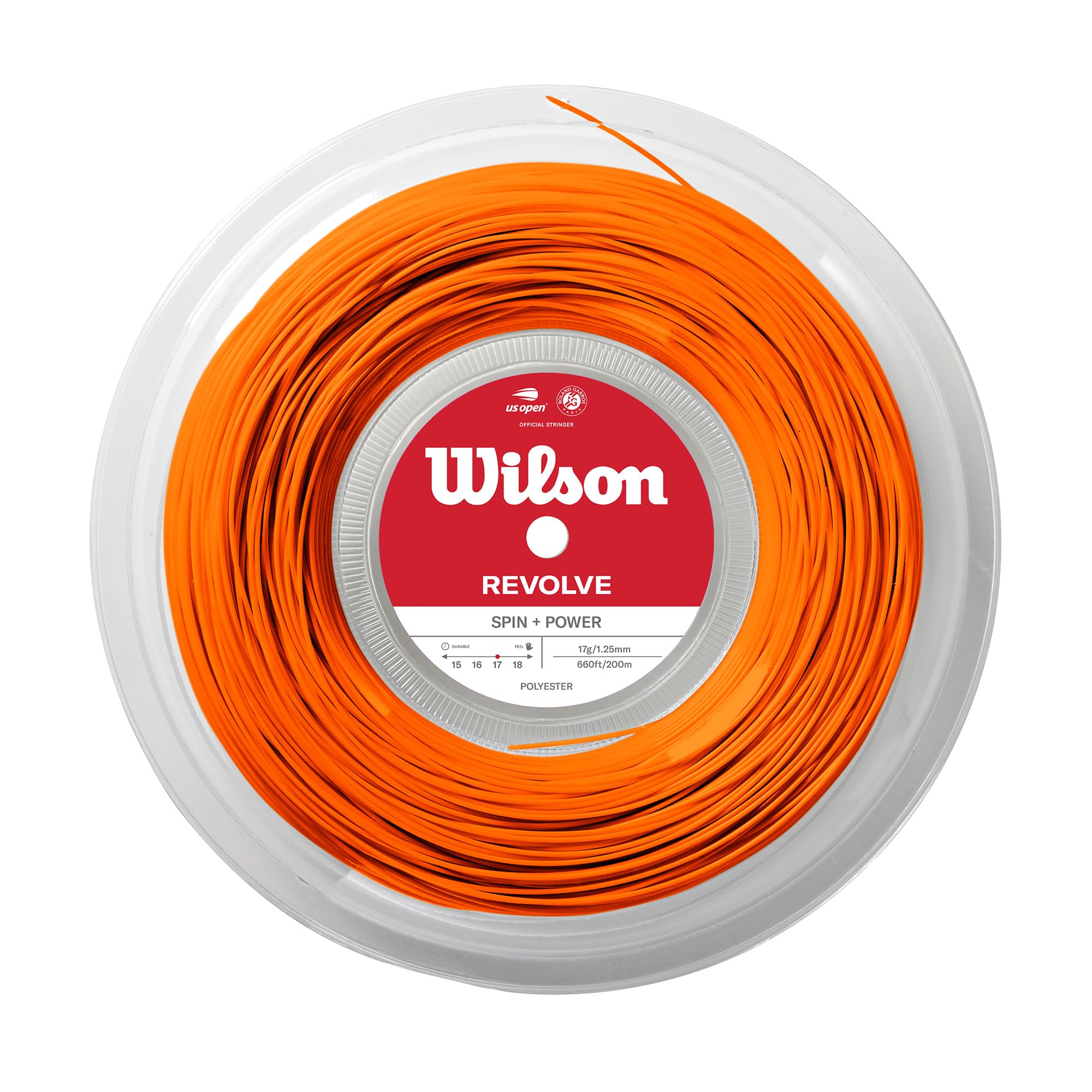 Wilson Unisex Orange Revolve 17 Tennis String - 200M Reel