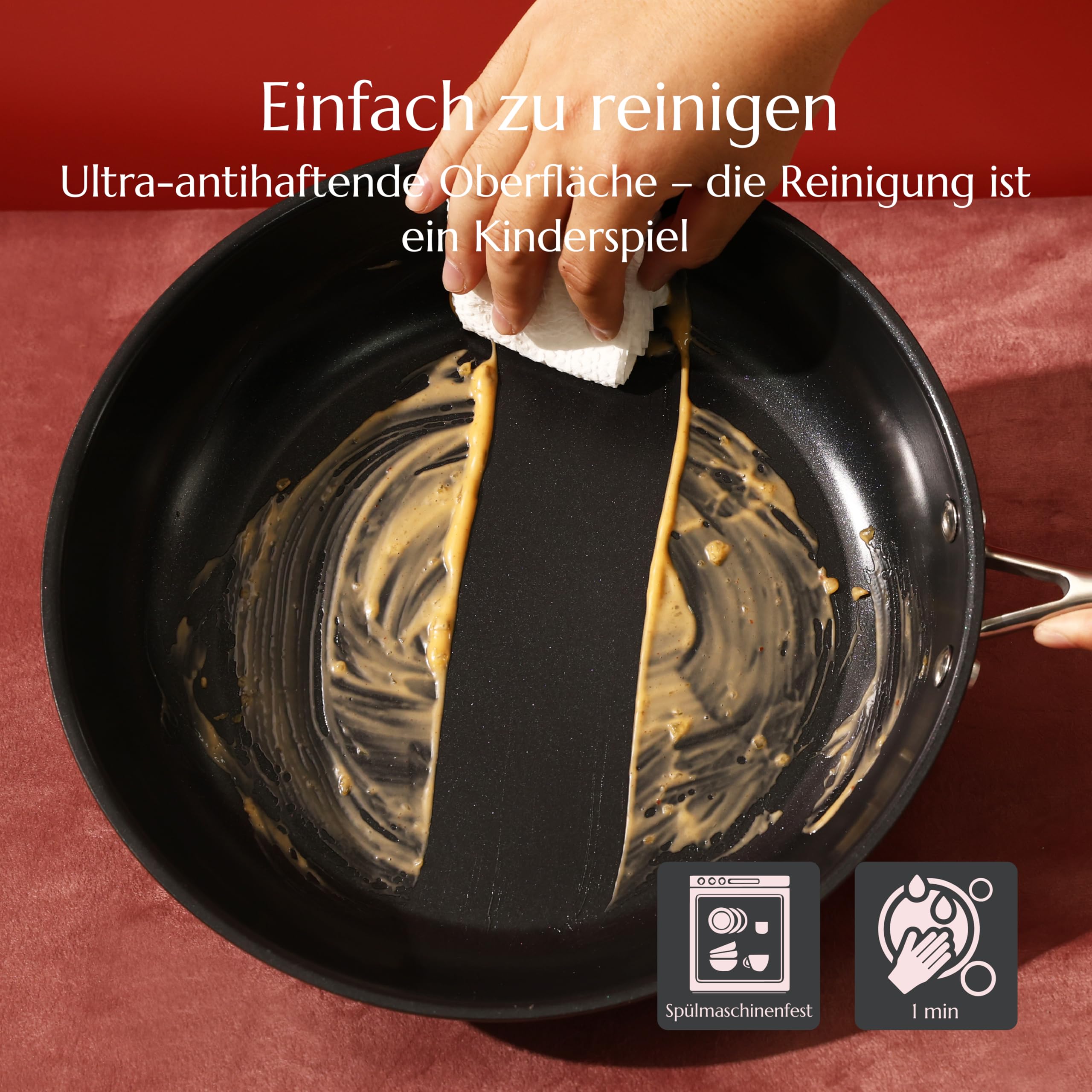 UUKRAVE Keramik Bratpfannen ohne Teflon, Pfannenset Induktion, Keramikpfanne ohne ptfe und pfoa 20/24/28 cm Ceramic Pfanne für Alle Herdarten Backofenfest, Spülmaschinenfest (Schwarz)