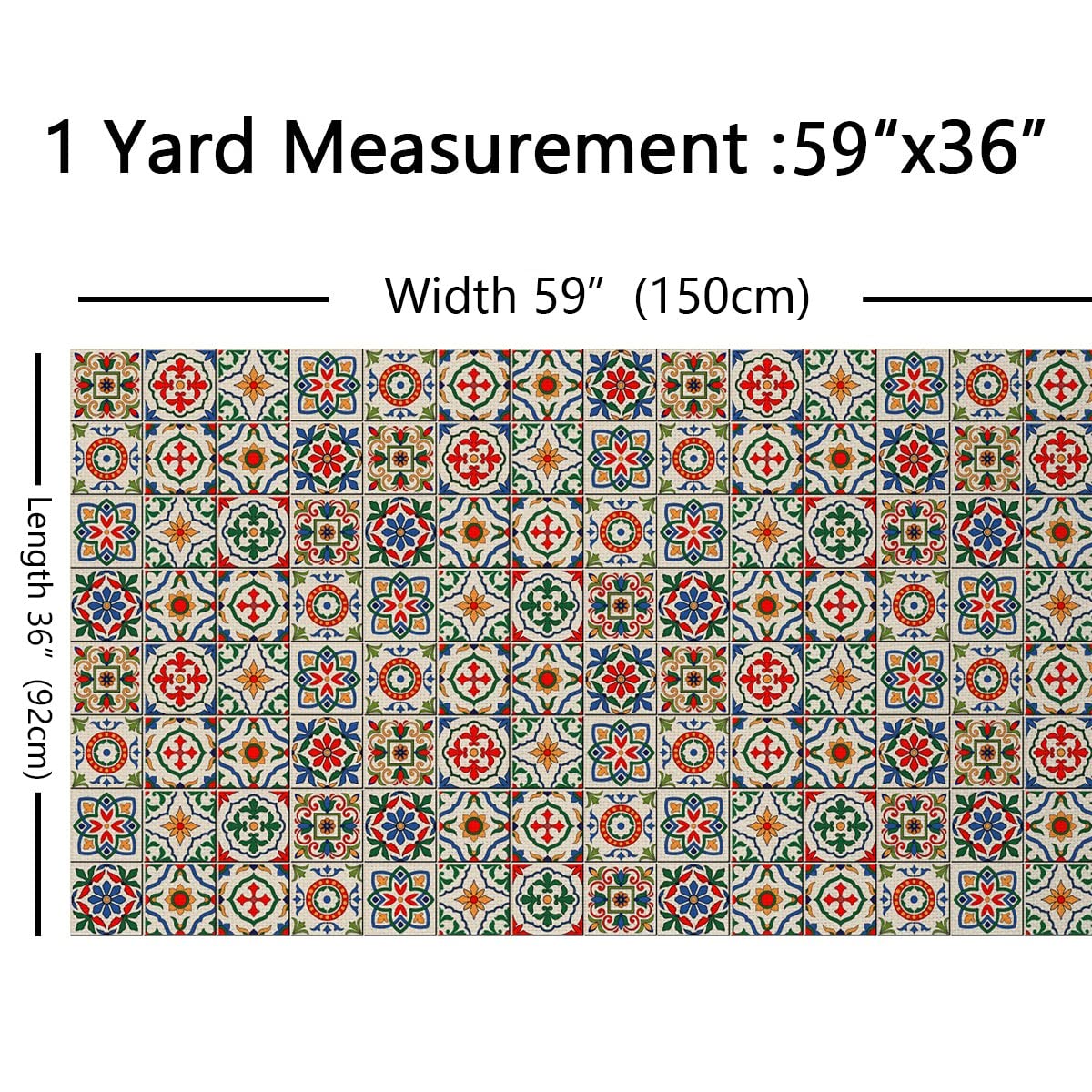 Moroccan Style Fabric by The Yard - Exotic Grid Plaid Floral Upholstery, 1 Yard, Mediterranean Outdoor, Magenta Blue (L92*W150cm) - Image 2