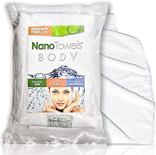 Nano Towels Body Bath & Shower Towel. Huge & Super Absorbent. Wipes Away Dirt, Oil and Cosmetics. Use As Your Sports, Travel, Fitness, Kids, Beauty, Spa Or Salon Luxury Towel. (20x40)", White)