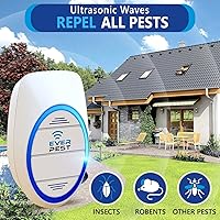 Vista 2 de Repelente ultrasónico de control de plagas enchufable, paquete de 2 unidades, defensor de insectos, cucaracha, hormigas, ratón, mosca, chinche