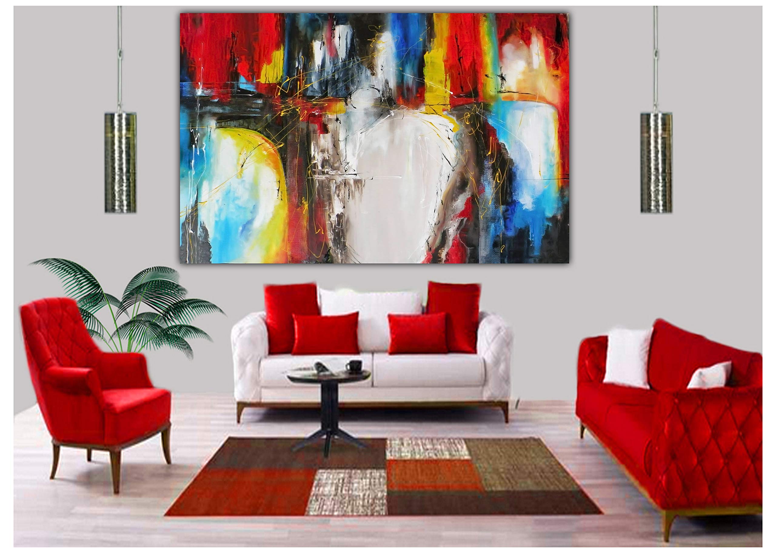 Wodospad Abstrakcyjna farba olejna, obraz, reprodukcja obrazu, nadruk na oprawionym płótnie, sztuka ścienna, dekoracja domu, 86 x 60 cm, głębokość 38 mm