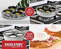 Vista 6 de EXCELSTEEL Escalfador de Huevos Antiadherente de Fácil Uso Resistente al Óxido para Cocina del Hogar Desayuno Brunch Placa de Inducción, 4 Tazas