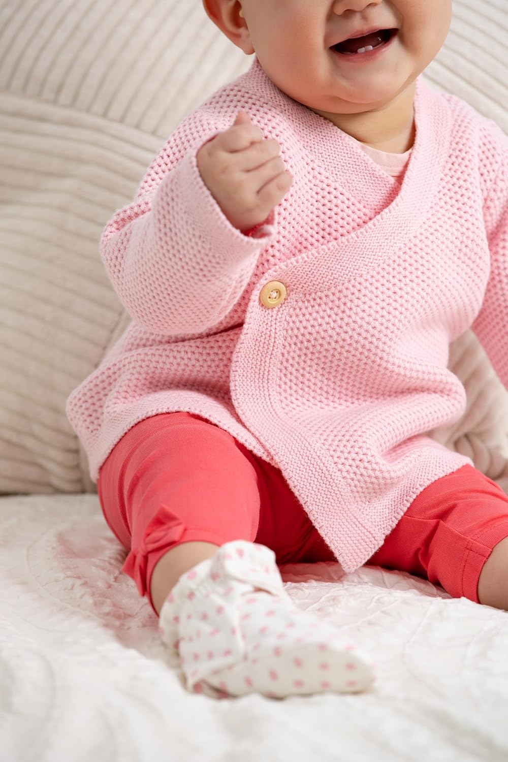 MONICA + ANDY Baby Leggings, 100% Organic Baby Clothes for Girls, 2 Pack Pull On Leggings, Sizes for Newborn & Infant - Image 2