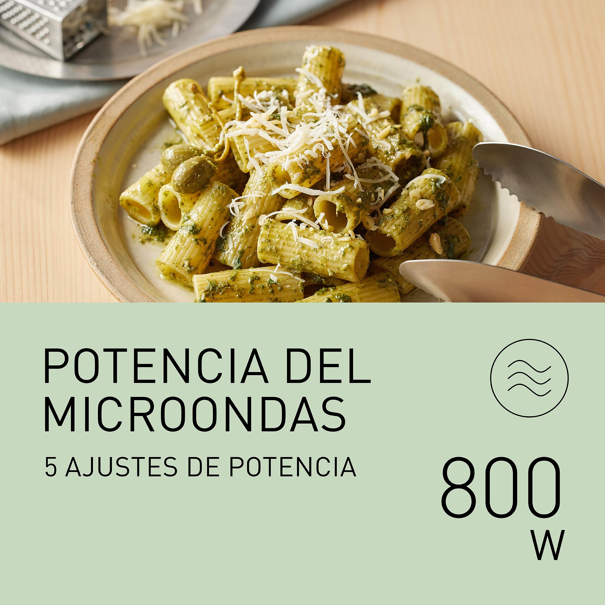 Panasonic NN-E20JWMEBG Horno microondas con Plato Giratorio de Cristal, 20 L, 800 W, Descongelación, 5 Niveles De Potencia, Temporizador, Blanco