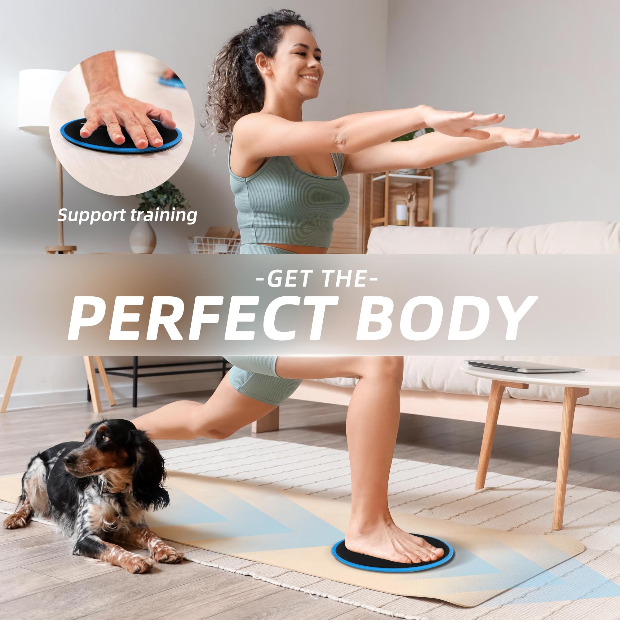 ZILLEEN Exercise Sliders for Working Out Fitness Discs for Pilates Women Men, 2 Pack