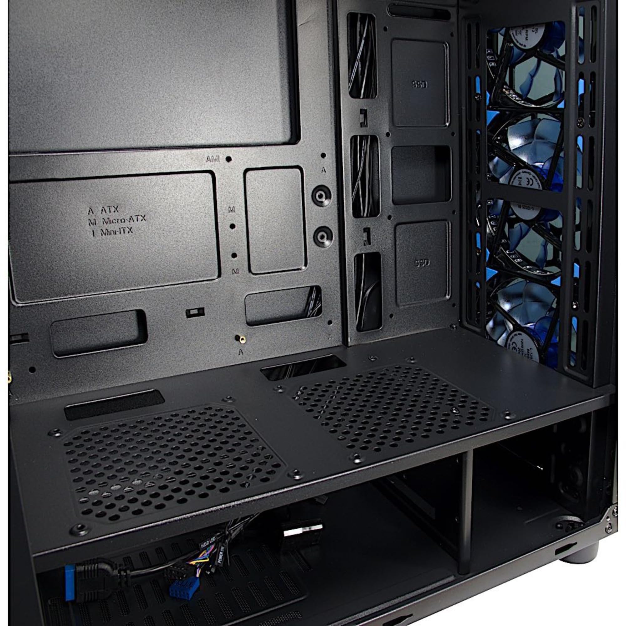 Inter-Tech CXC2 Torre Negro - Caja de ordenador (Torre, PC, Vidrio templado, Negro, ATX,ITX,Micro ATX, Azul)