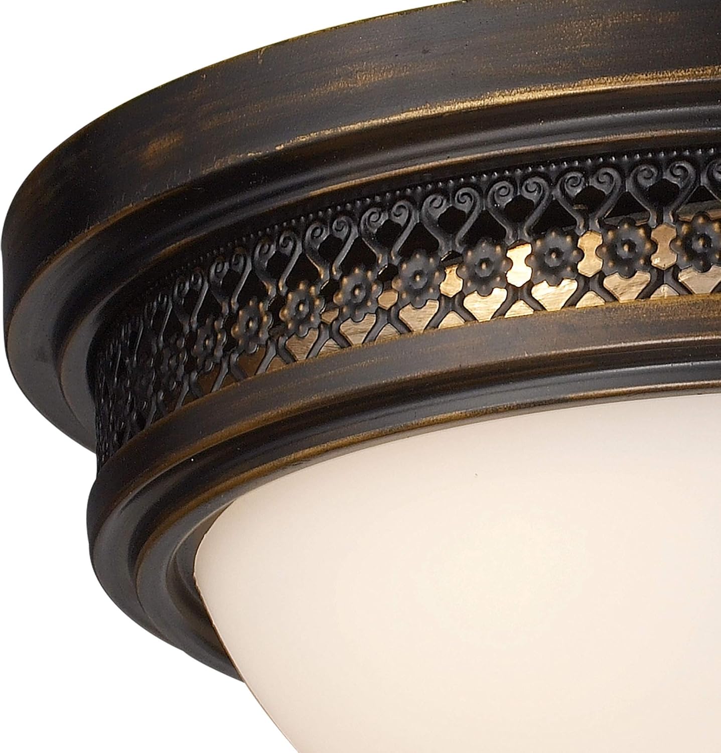 Suреr Brаndѕ Elk 20100/2 Flushmounts 2-Light Deep Rust with Opal White Glass Flush Mount, 13W X 13D X 5.5H