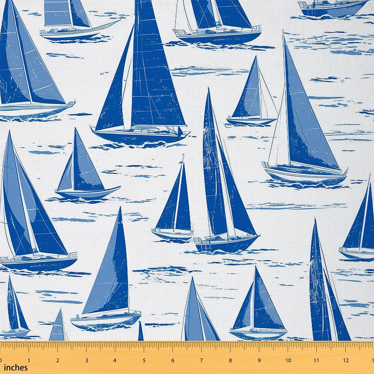Loussiesd Sailboat, tessuto al metro, 184 x 150 cm, oceano voyage, tessuto decorativo patchwork, oceano nautico, marino, impermeabile, per sedie, mare, avventura, fai da te