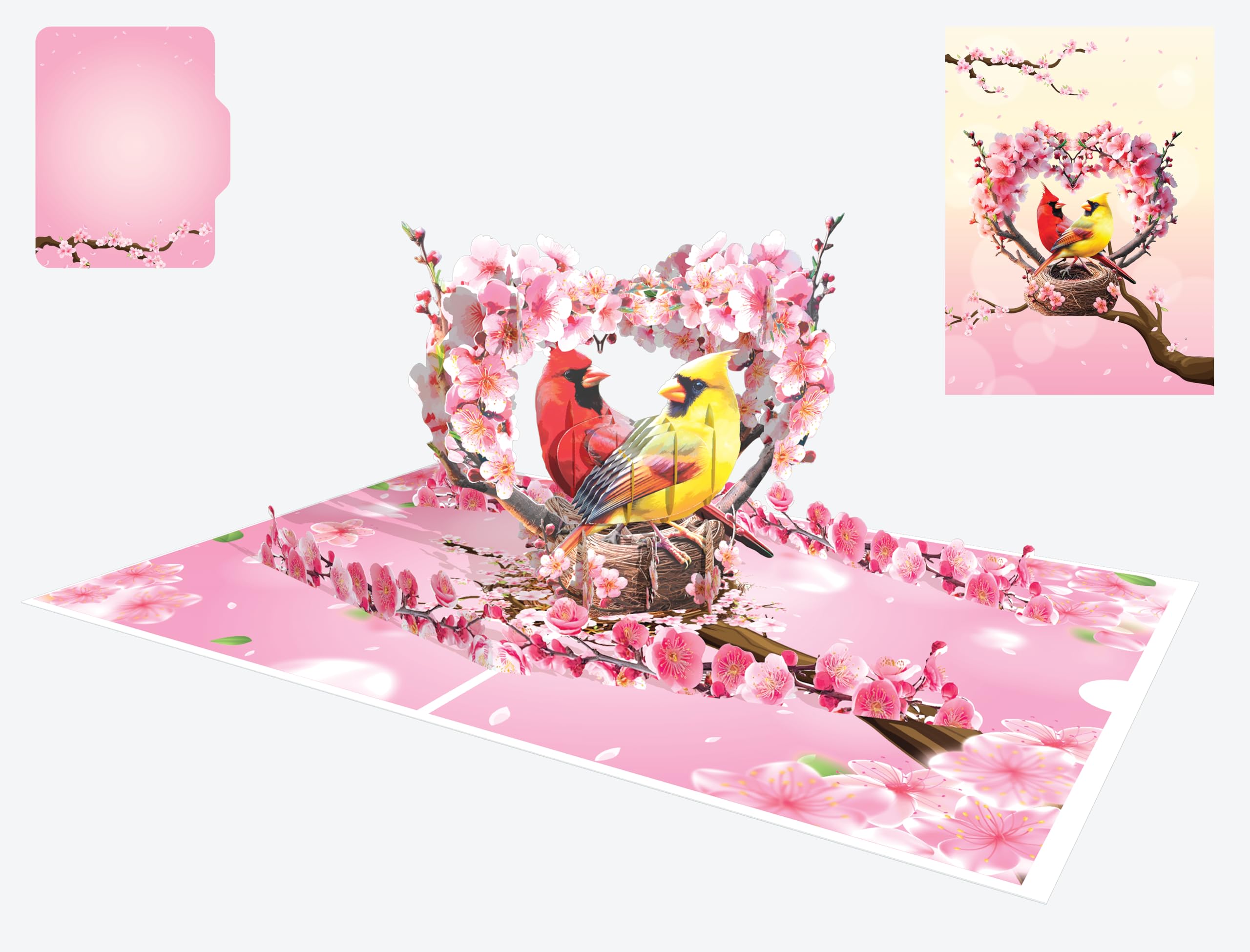 Cardinal Couple Pop Up Birthday Card, 3D Love Birds Anniversary Cards, Ideal Gift