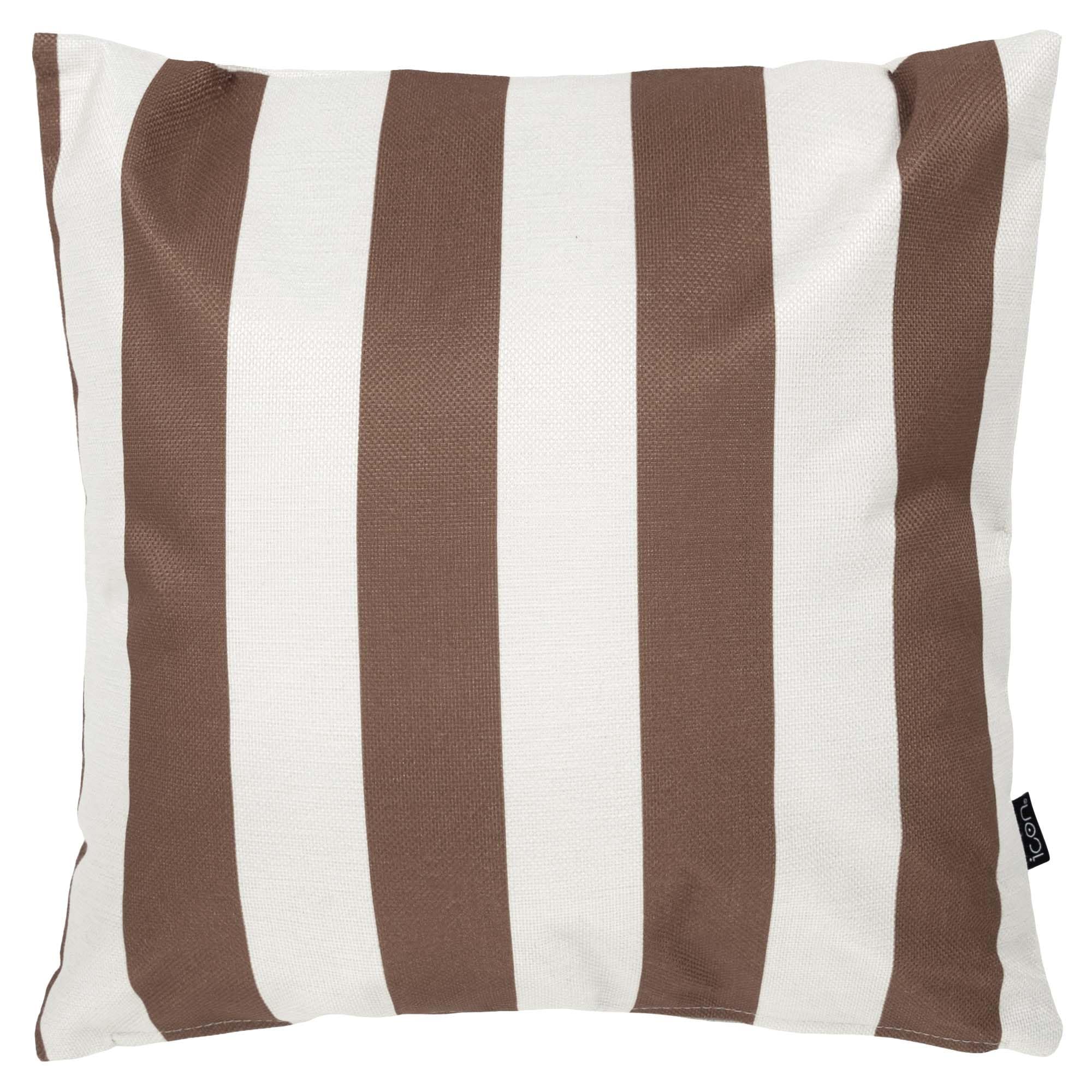 icon Cuscini da Esterno, Collezione A Strisce, Marrone, Set da 4, Resistente All'acqua, 43cm x 43cm, Cuscino Divano con Imbottitura Fibra Inclusa, Cuscini Esterno, Gardino, Terrazza