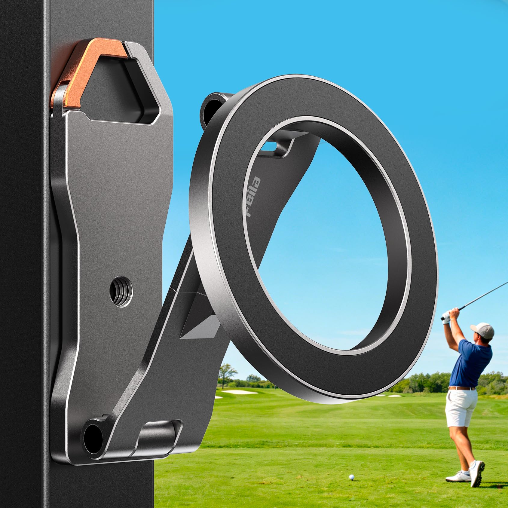 Support de téléphone magnétique pour voiturette de golf : [réglable à 360° et ultra magnétique] Support de téléphone magnétique en alliage pour chariot de golf Magsafe iPhone 17-12, accessoires de - 1