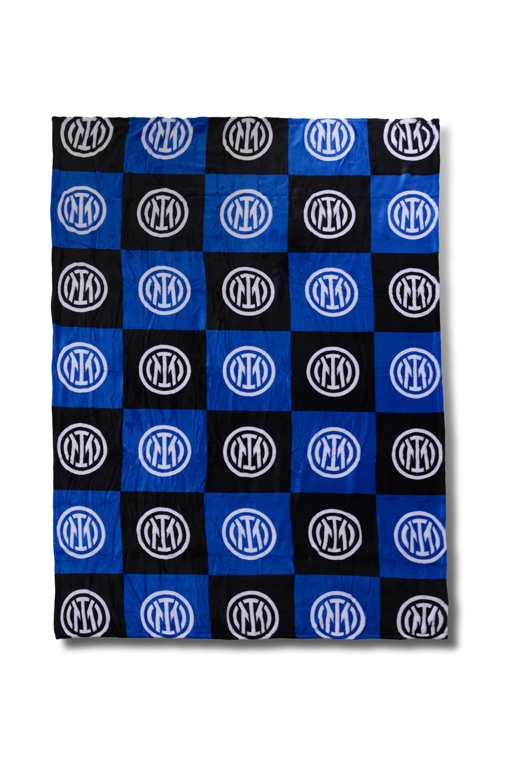 Inter, Plaid Coperta Morbida Con Logo, Plaid Divano - Letto, 150x210, Soft Touch, Nero Azzurro, Prodotto Ufficiale