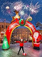 Vista 5 de TOROKOM Decoración Inflable de Navidad de 10 Pies con LEDs Integrados, Decoración Inflable de Patio de Papá Noel, Arco de Navidad, Decoraciones