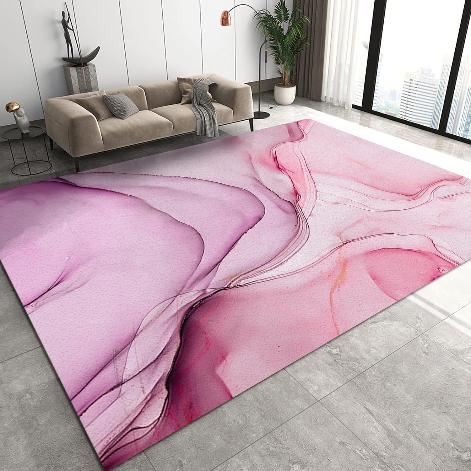 Tapis de salon 120 x 160 cm moderne motif marbre abstrait antidérapant