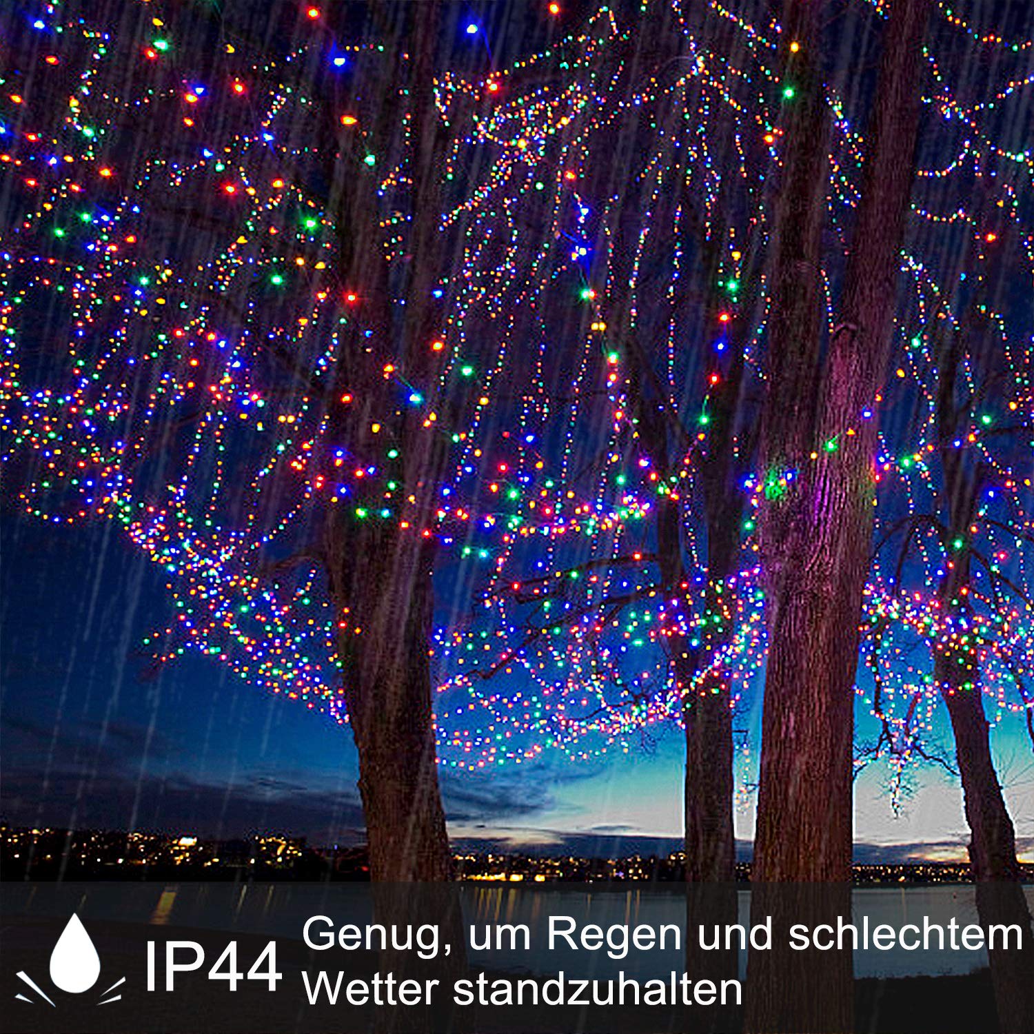HENGMEI Łańcuch świetlny LED, 80 m, zasłona świetlna, 8 trybów świecenia, IP44, wodoodporny, do użytku wewnątrz i na zewnątrz, do dekoracji pokoju, na Boże Narodzenie, Halloween