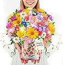 Cuish Gerbera Daisy and Butterflies Birthday Cards with Light and Music, Forever Flower Bouquet Happy Birthday Card, 10 Inch Life Sized , 3D Pop Up Birthday Gift Card for Women Wife Daughter Mom Sister