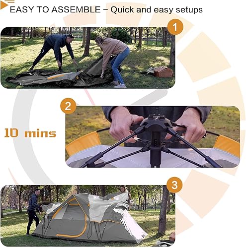 Miniatura 8 de Mansader Tienda de campaña familiar para 6 personas, impermeable, resistente al viento con parte superior de la lluvia, fácil de instalar, tienda de