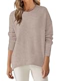 Sweaters for Women 2025 Fall Long Sleeve Casual Loose Fit Knitted High Low Hem Basic Pullover Sweater Tops